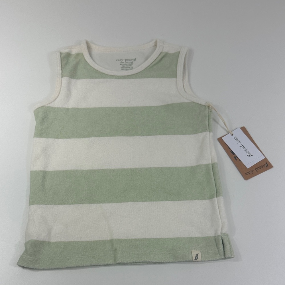 Easy Peasy Size 4T Green & Cream Striped Tank Top, NWT, Kids Toddlers Summer